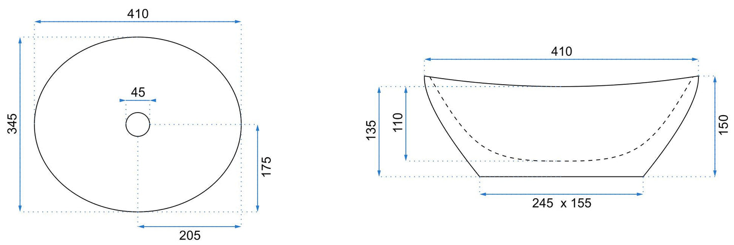 Aufsatzwaschbecken Sofia Goldrand Schwarz 41x34,5cm