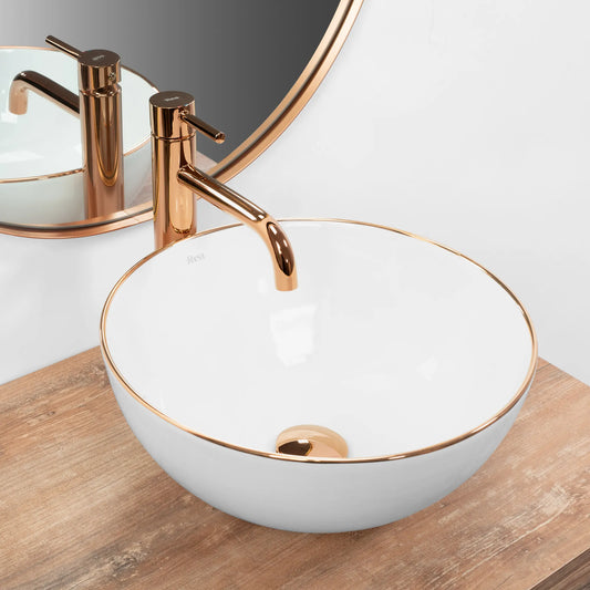 Aufsatzwaschbecken Stella Rosé Gold Edge Ø36cm