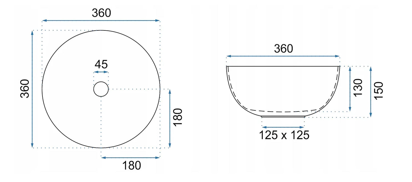 Aufsatzwaschbecken Stella White Edge Ø36cm