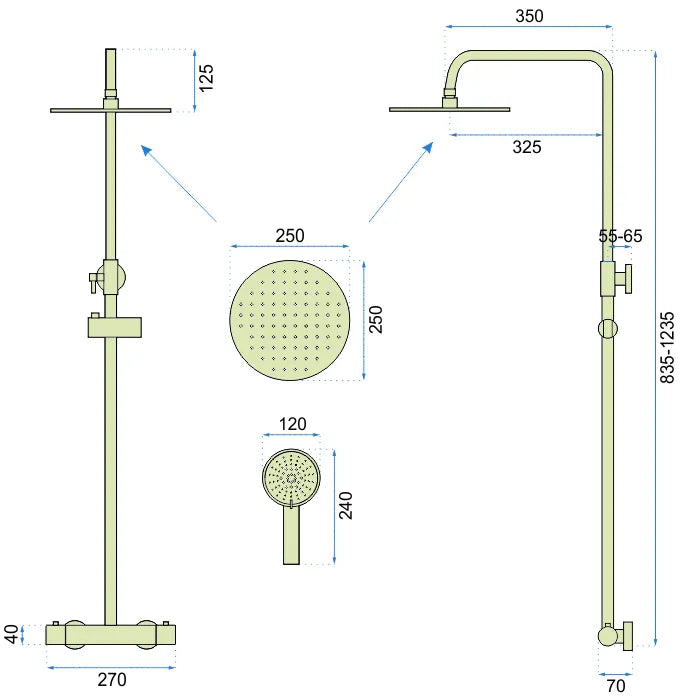 Dusche Vincent Gold (mit Thermostat)