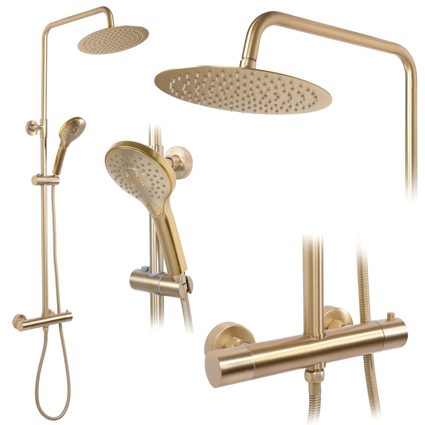 Dusche Vincent Gold Matt (Duscharmatur mit Thermostat)