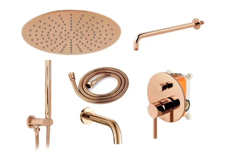 Dusche mit Wannenauslauf Unterputz Lungo Rosé Gold