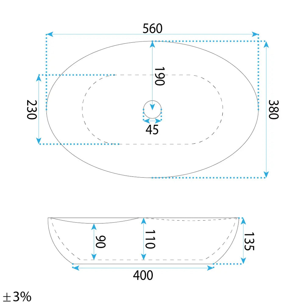 Aufsatzwaschbecken Emilia Reno 56x38cm