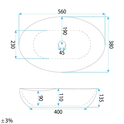 Aufsatzwaschbecken Emilia Reno 56x38cm
