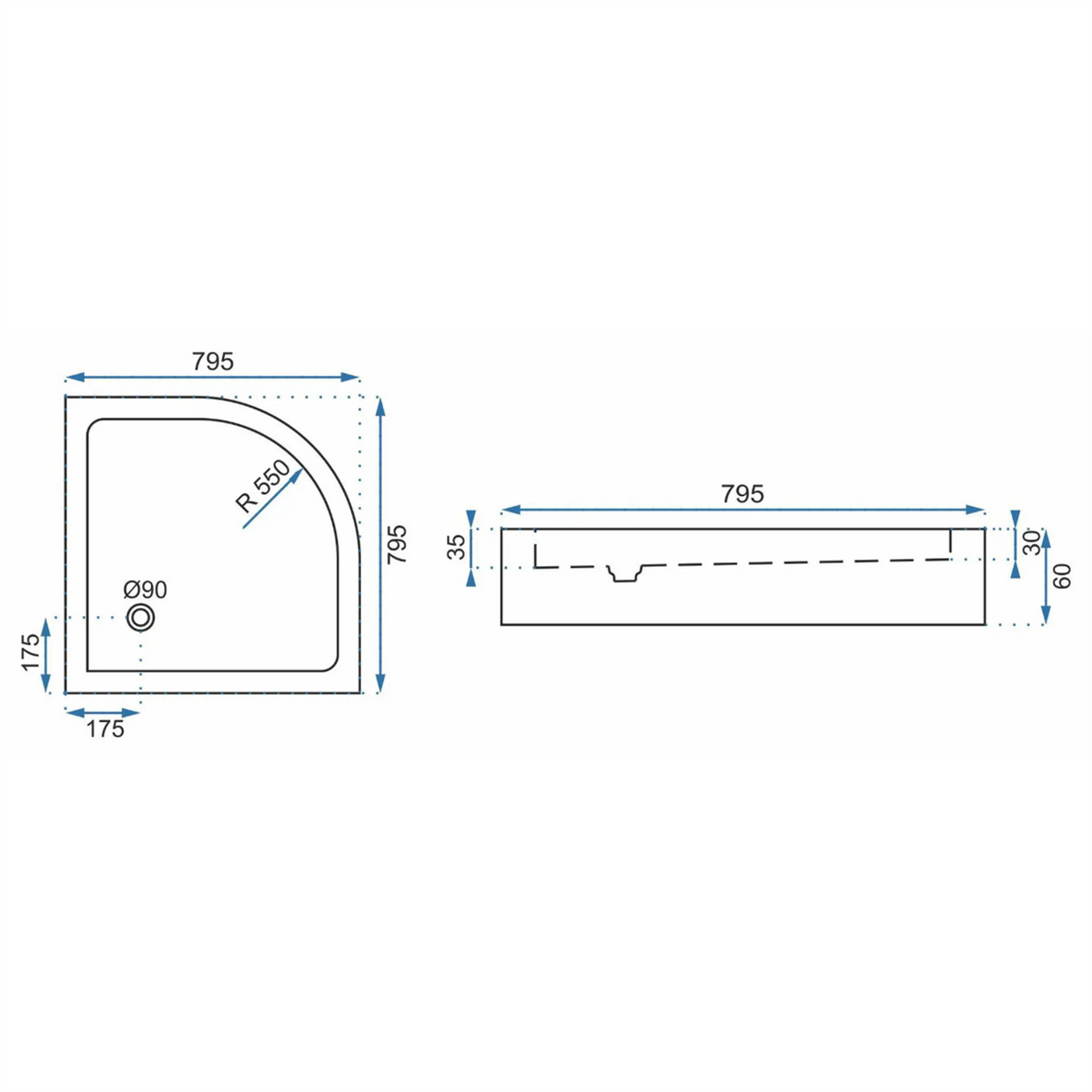 Duschwanne Look – Weiß 80 × 80 cm