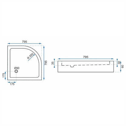 Duschwanne Look – Weiß 80 × 80 cm
