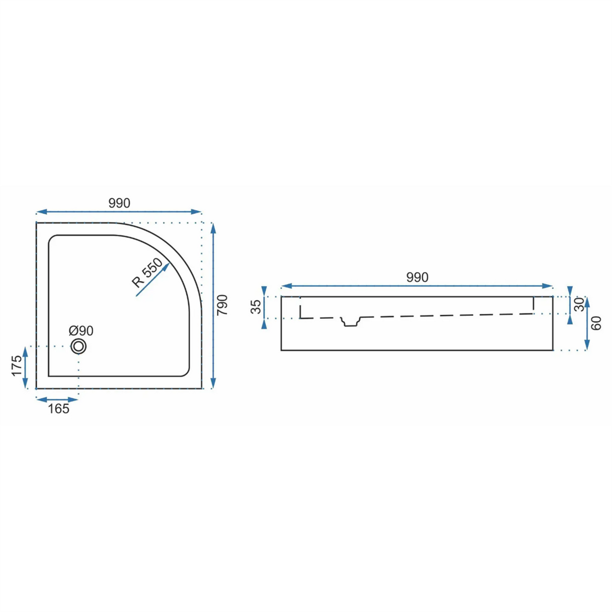 Duschwanne Look – Weiß 100× 80 cm