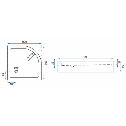 Duschwanne Look – Weiß 100× 80 cm