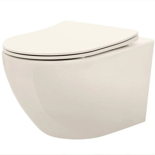 Wandhängendes WC Carlo Mini – Ecru Glänzend 49,5 × 37 cm