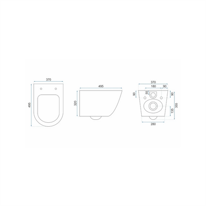Wandhängendes WC Carlo Mini – Ecru Glänzend 49,5 × 37 cm