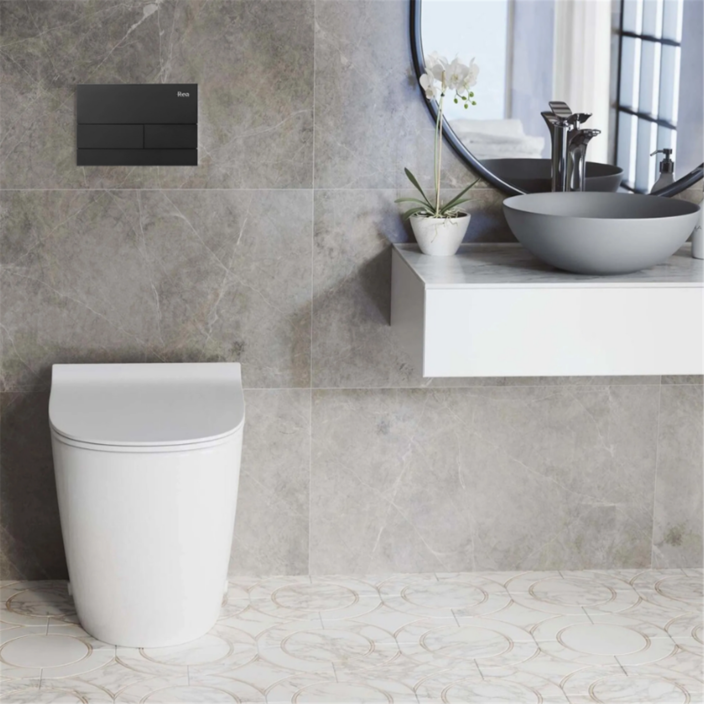 Unterputz WC Gestell Slim 024N Schwarz HD Drückerplatte