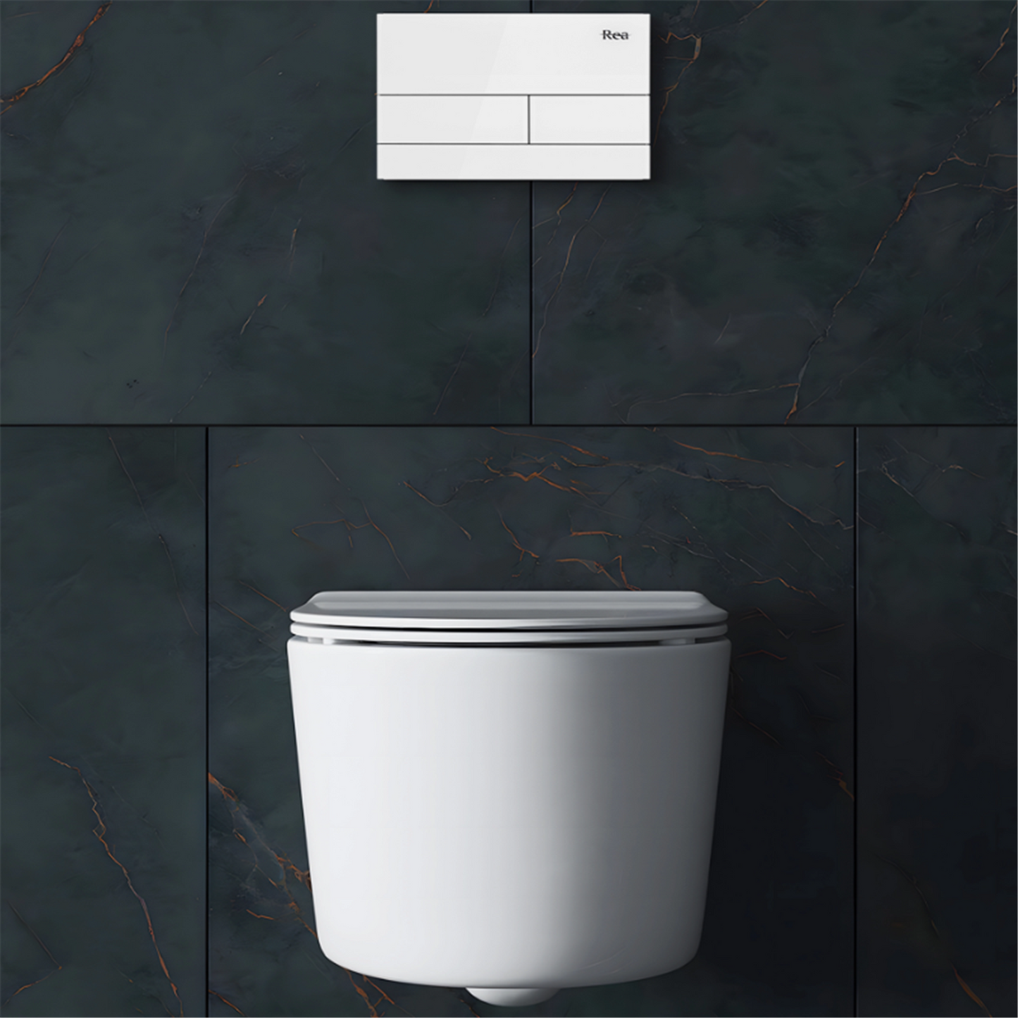 Unterputz WC Gestell Slim 024N Weiß Glas HD Drückerplatte
