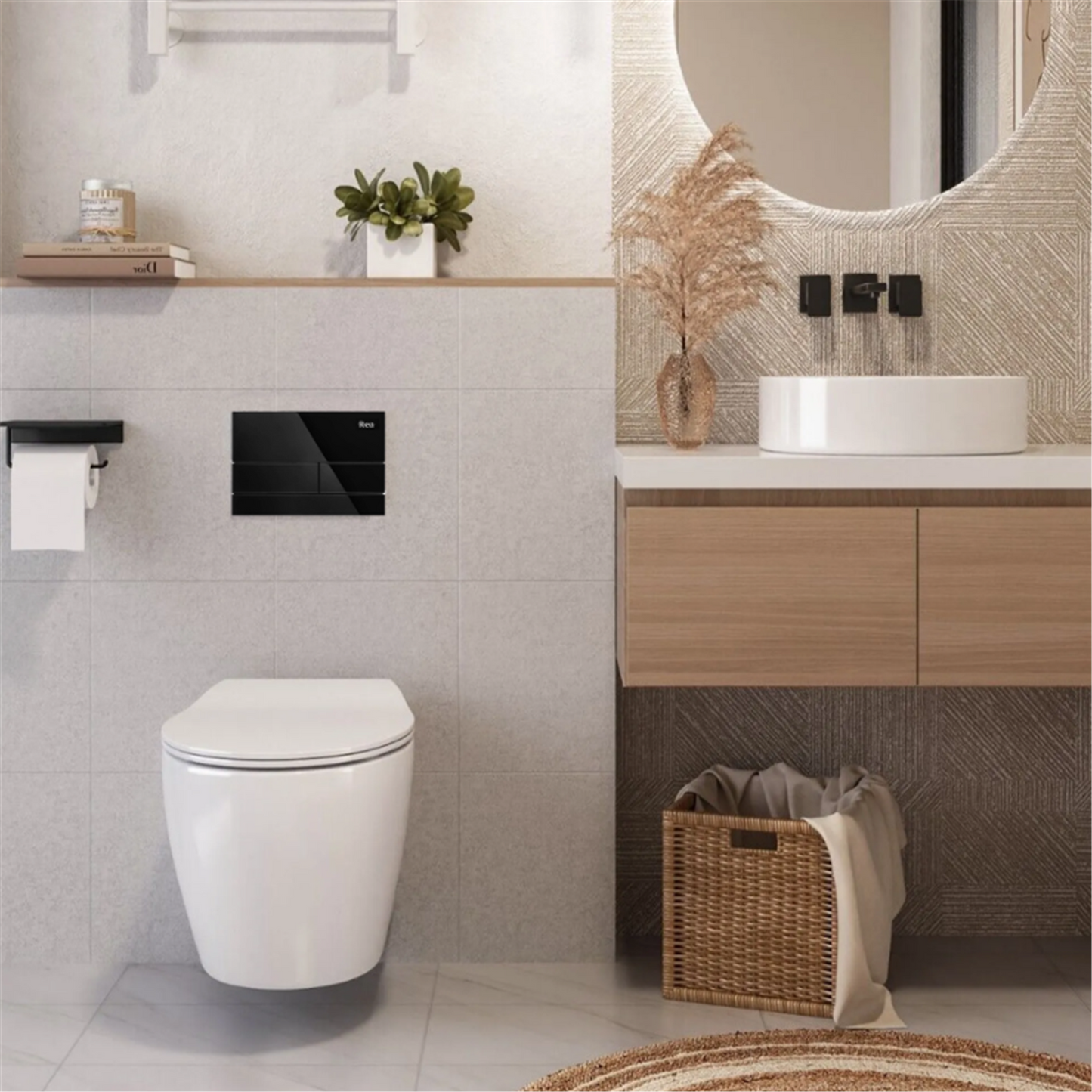 Unterputz WC Gestell Slim 024N Schwarz Glas HD Drückerplatte
