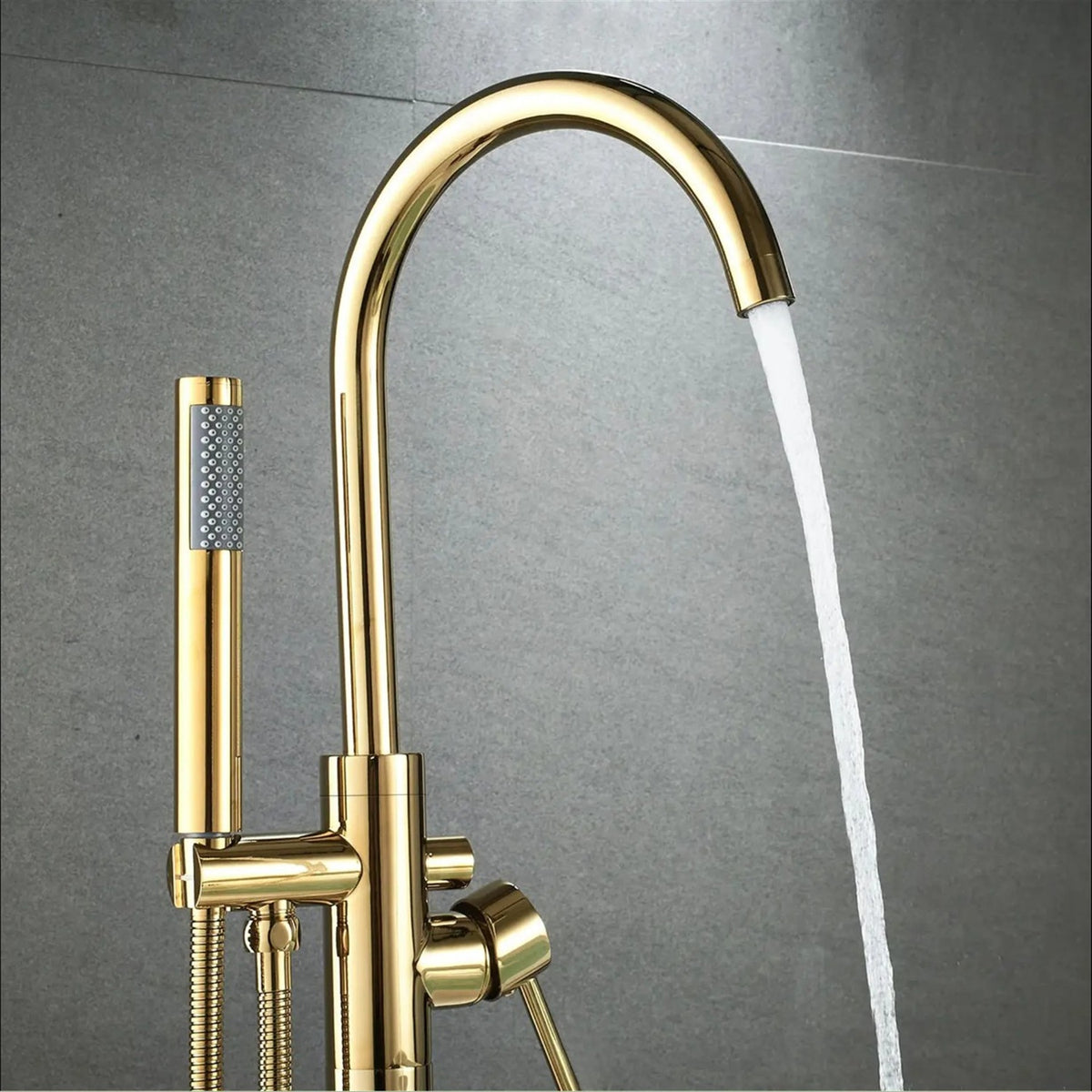 Freistehende Wannenarmatur Lungo – Gold
