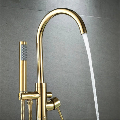 Freistehende Wannenarmatur Lungo – Gold