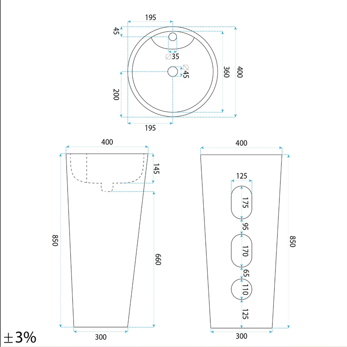 Standwaschbecken Blanka – Savana Matt 40 × 40 cm