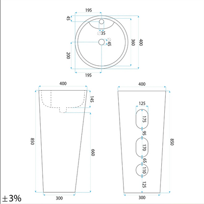 Standwaschbecken Blanka – Savana Matt 40 × 40 cm