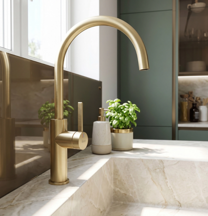 Küchenarmatur Rivo Gold Matt mit Schwenkbarem Auslauf
