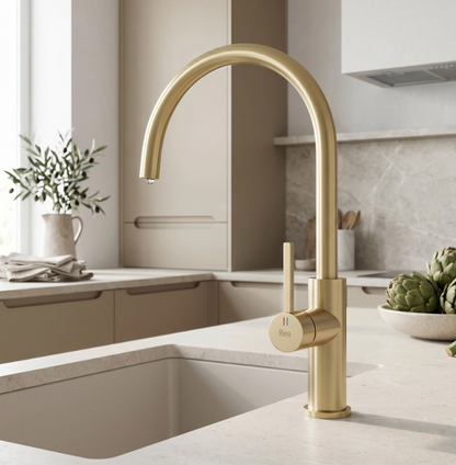 Küchenarmatur Rivo Gold Matt mit Schwenkbarem Auslauf