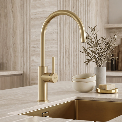 Küchenarmatur Rivo Gold Matt mit Schwenkbarem Auslauf