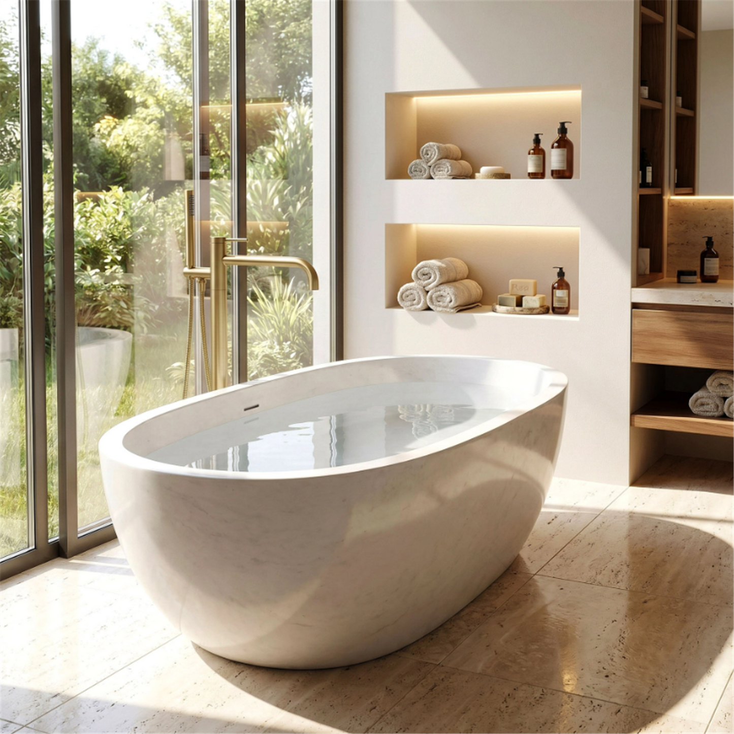 Badewannenarmatur Clif Gold Matt freistehend mit Handbrause