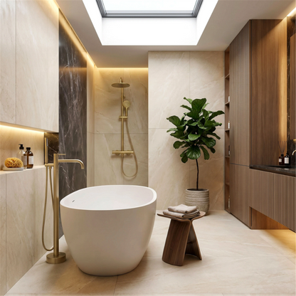 Badewannenarmatur Clif Gold Matt freistehend mit Handbrause