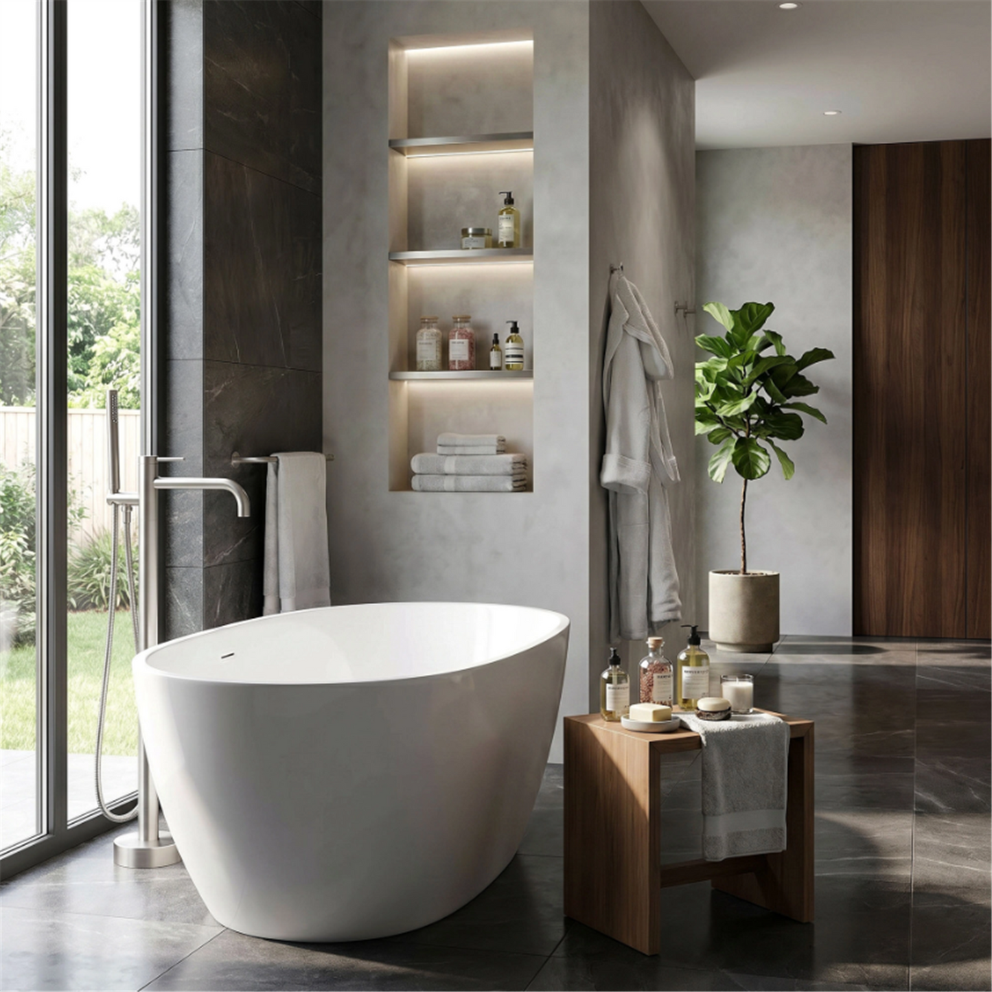 Badewannenarmatur Clif Chrom freistehend mit Handbrause