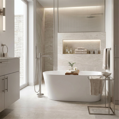 Badewannenarmatur Clif Chrom freistehend mit Handbrause