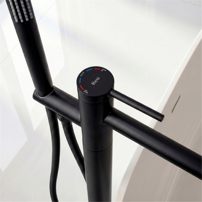 Badewannenarmatur Clif Schwarz freistehend mit Handbrause
