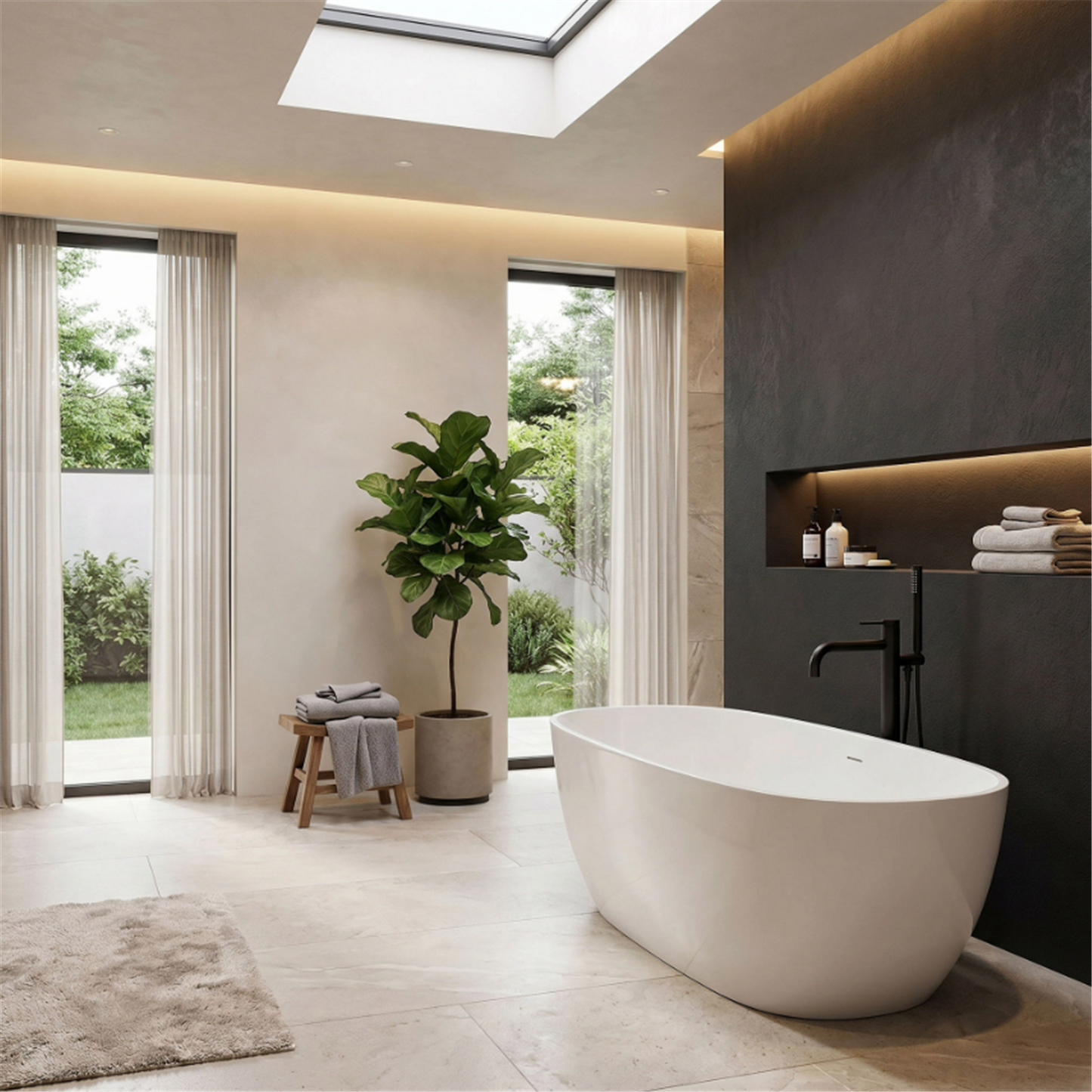 Badewannenarmatur Clif Schwarz freistehend mit Handbrause