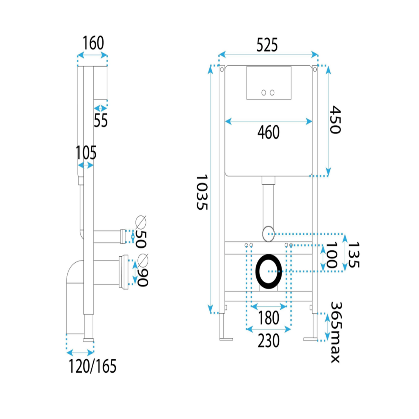Vorwandelement WC K011A-Q  HD Chrom