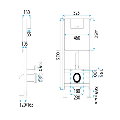 Vorwandelement WC K011A-Q  HD Chrom