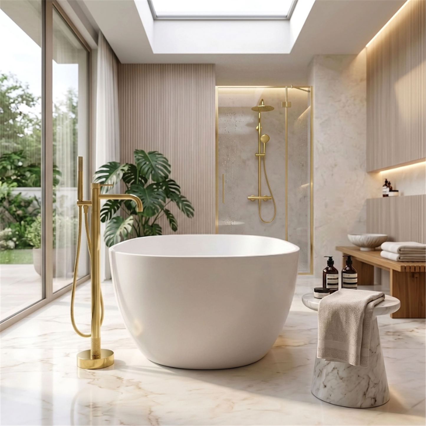 Freistehende Badewannenarmatur Venti – Gold