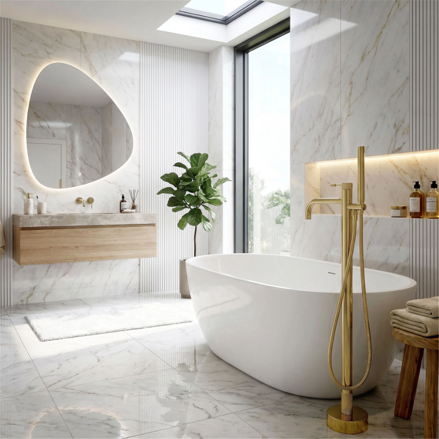 Freistehende Badewannenarmatur Venti – Gold