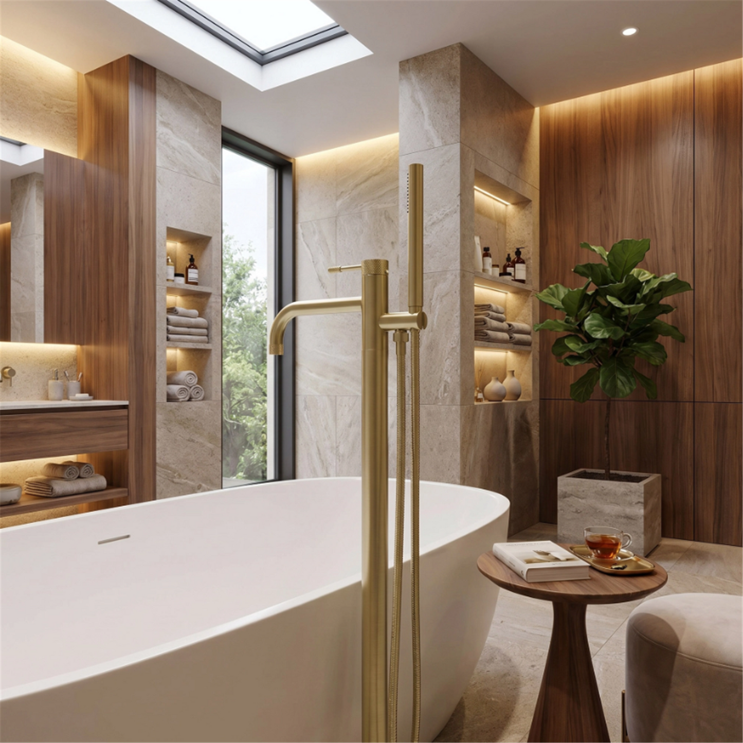 Freistehende Badewannenarmatur Venti – Gold Matt
