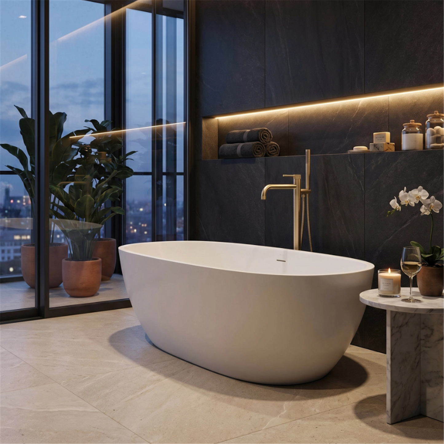Freistehende Badewannenarmatur Venti – Gold Matt