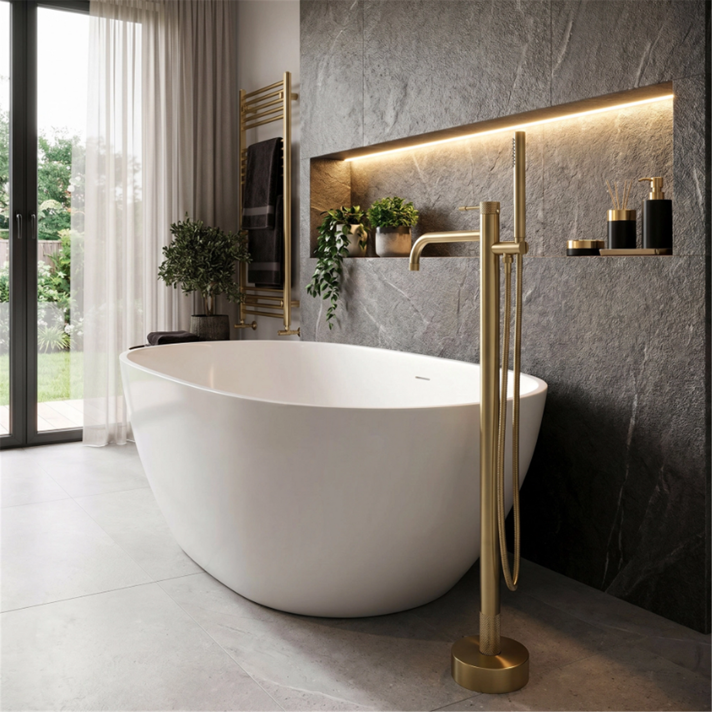 Freistehende Badewannenarmatur Venti – Gold Matt