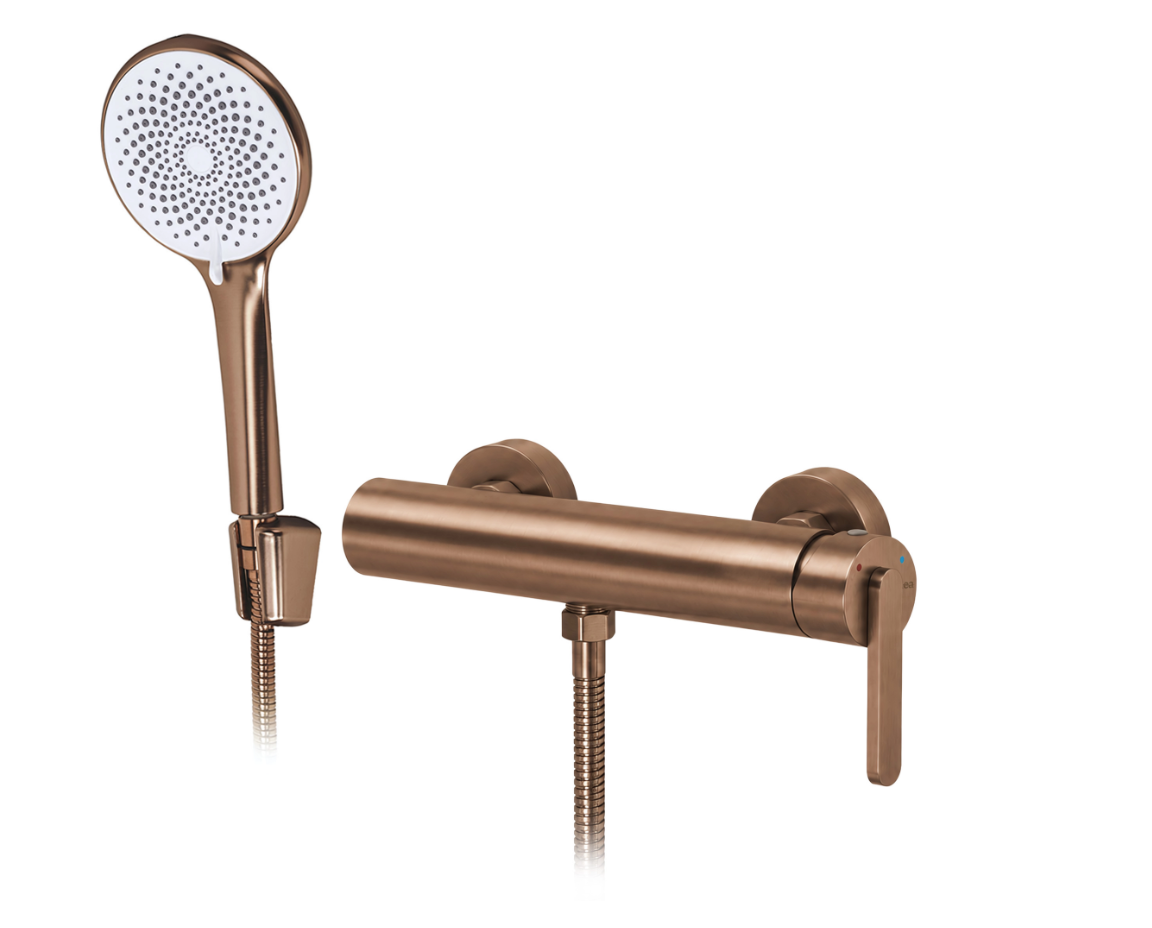 Badewannenarmatur Ontario Side Kupfer Matt mit Handbrause