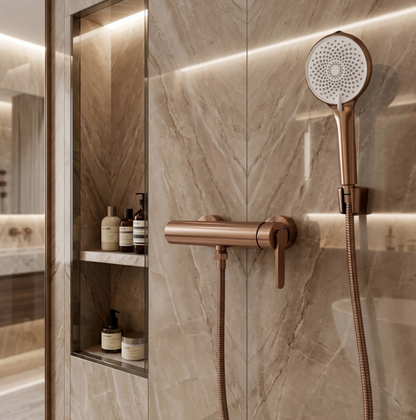 Badewannenarmatur Ontario Side Kupfer Matt mit Handbrause
