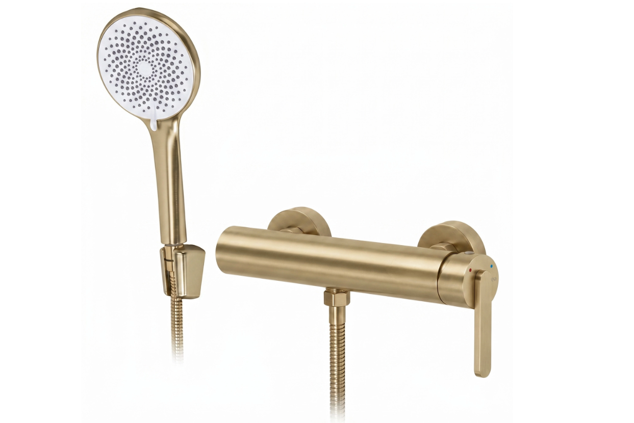 Badewannenarmatur Ontario Side Gold Matt mit Handbrause