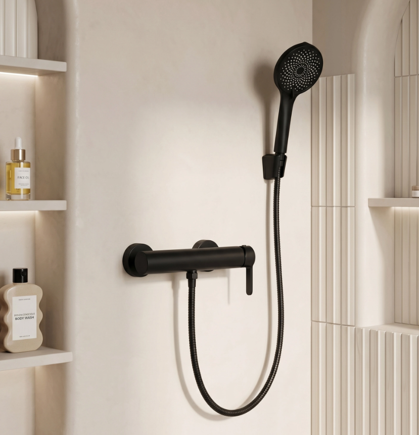 Badewannenarmatur Ontario Side Schwarz  mit Handbrause