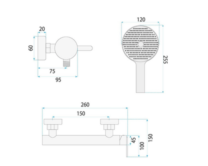 Badewannenarmatur Ontario Side Titan mit Handbrause