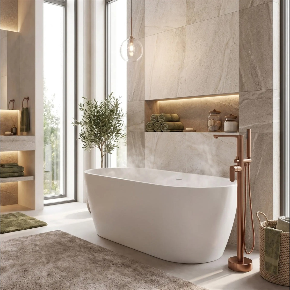 Freistehende Wannenarmatur Logan – Kupfer Matt