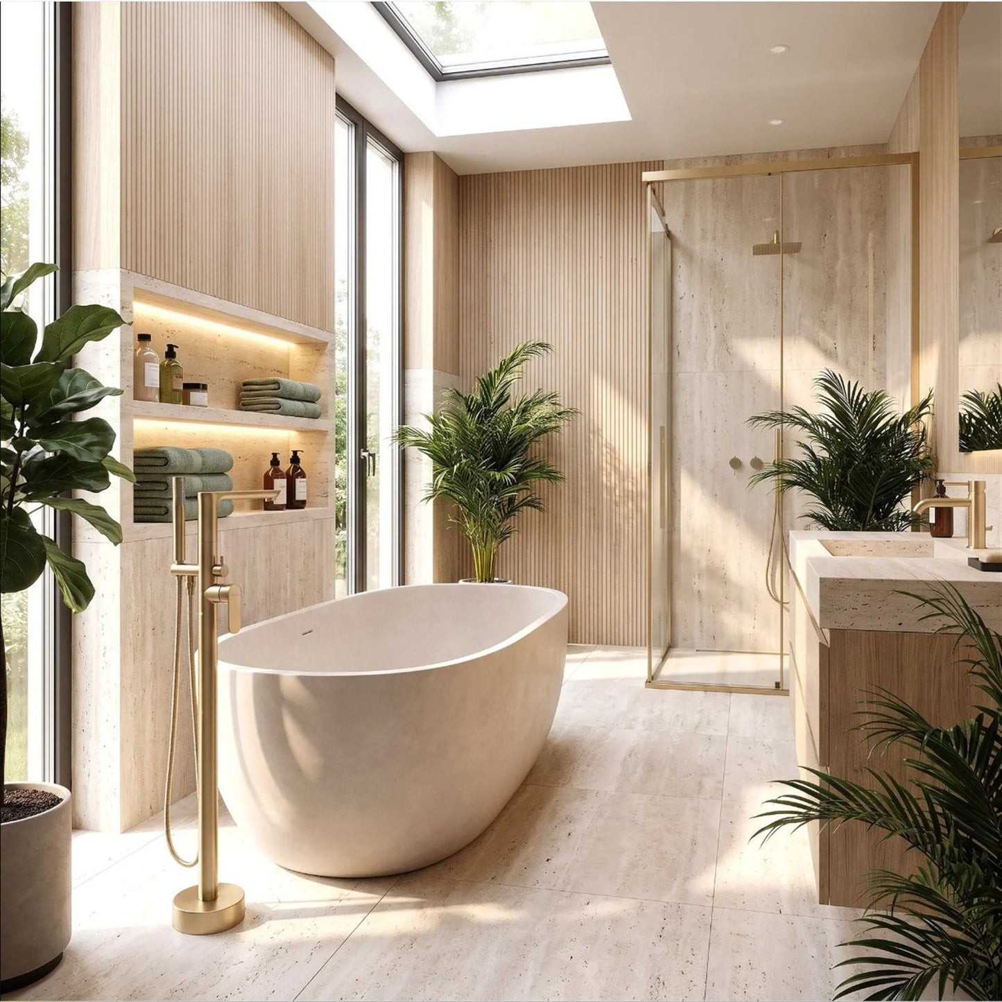 Freistehende Wannenarmatur Logan – Gold Matt