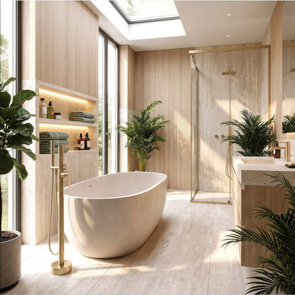 Freistehende Wannenarmatur Logan – Gold Matt