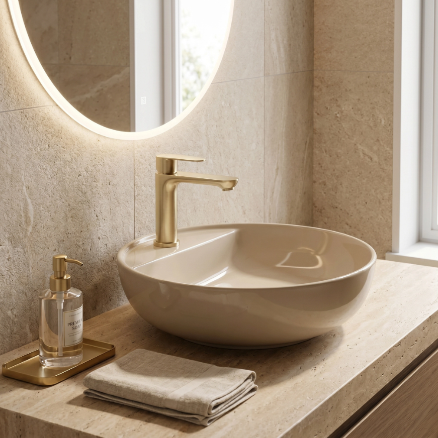 Waschtischarmatur Logan – Gold Matt Low