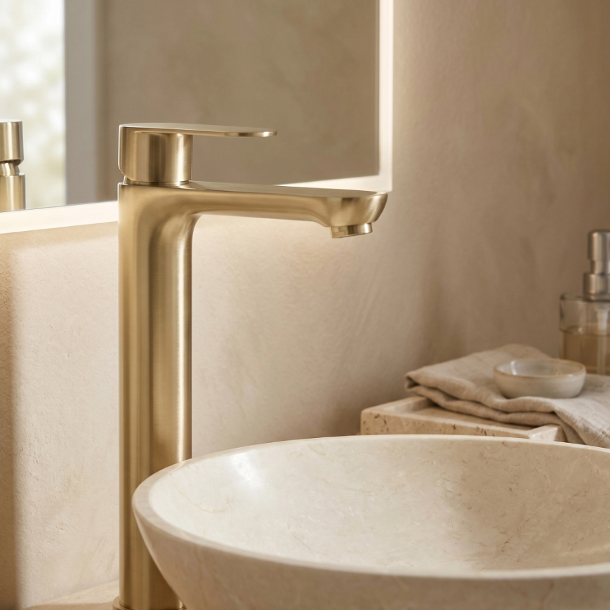 Waschtischarmatur Logan – Gold Matt High