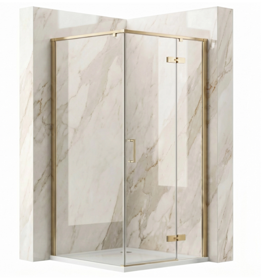 Duschkabine Bruno 90x90 cm Gold Matt - Pendeltür