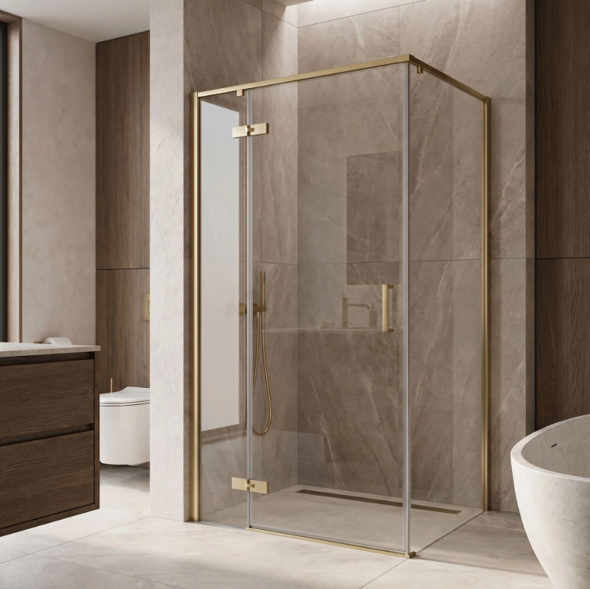 Duschkabine Bruno 120x90 cm Gold Matt – Pendeltür