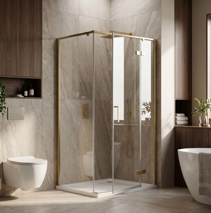 Duschkabine Bruno 100x80 cm Gold Matt – Pendeltür